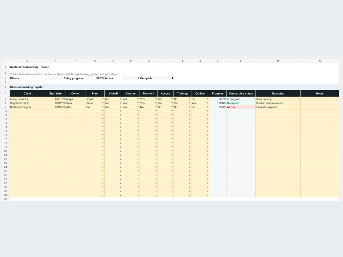 Customer Onboarding Tracker