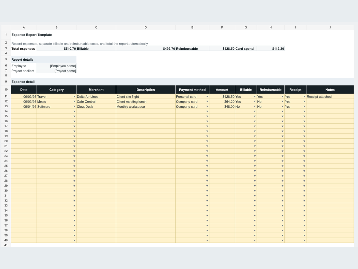 Expense Report Template