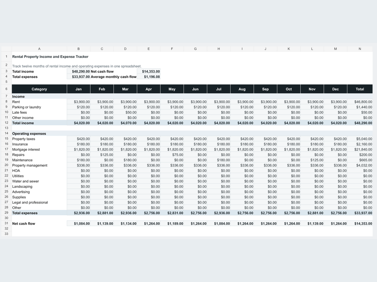 Rental Property Income & Expense Tracker